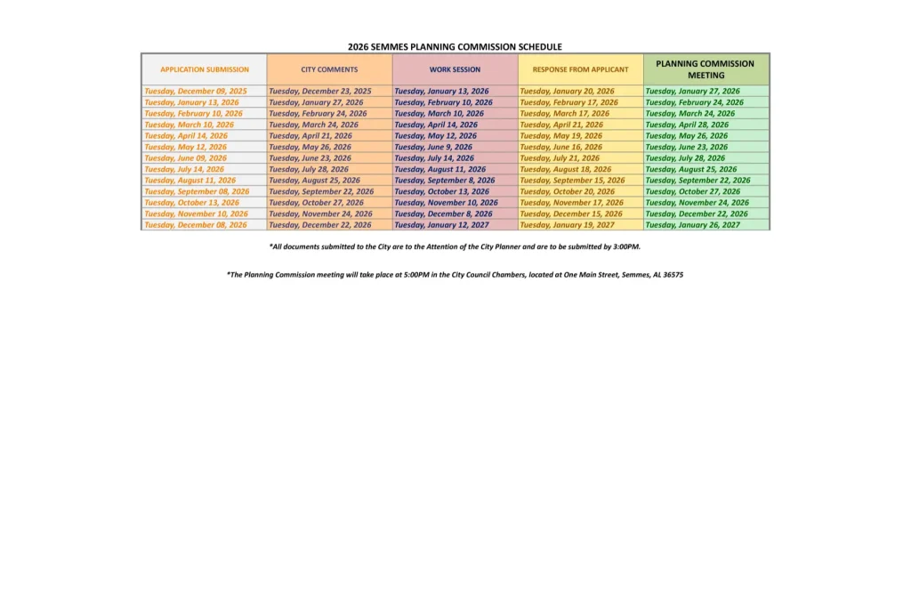 planning commission schedule